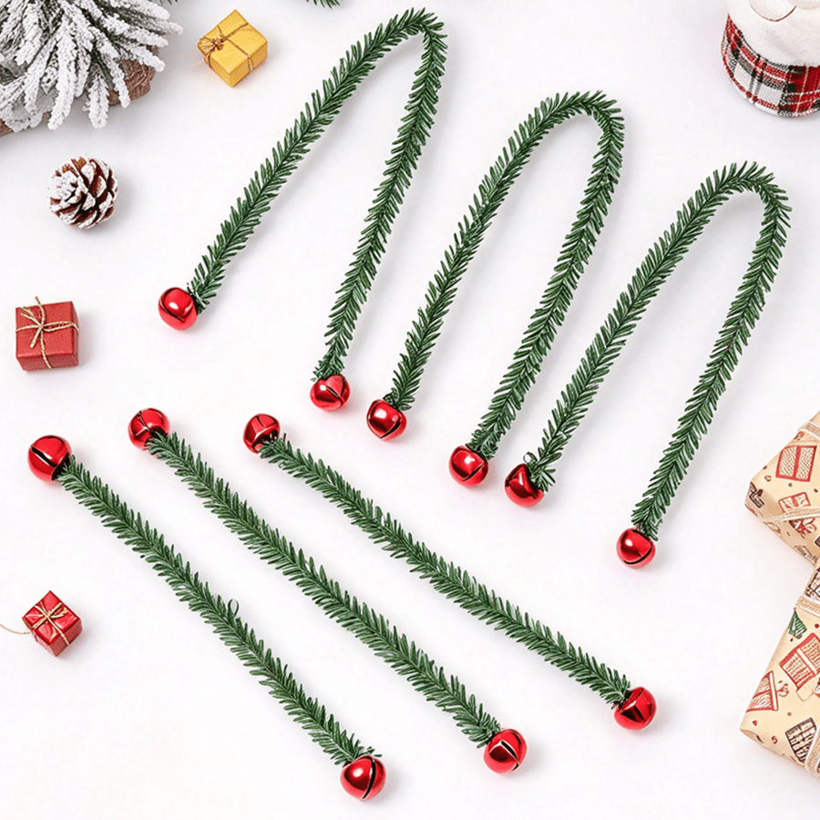 Tinsel Garland Decoration - 8/16 قطعة من أجراس الزينة الخضراء