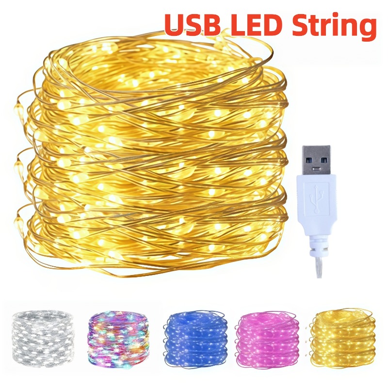 Led Fairy String Lights - سلسلة أضواء نحاسية رومانسية تعمل بمنفذ