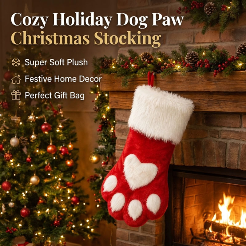 Christmas Stocking Hanging - جورب عيد الميلاد المخملي بتصميم مخلب
