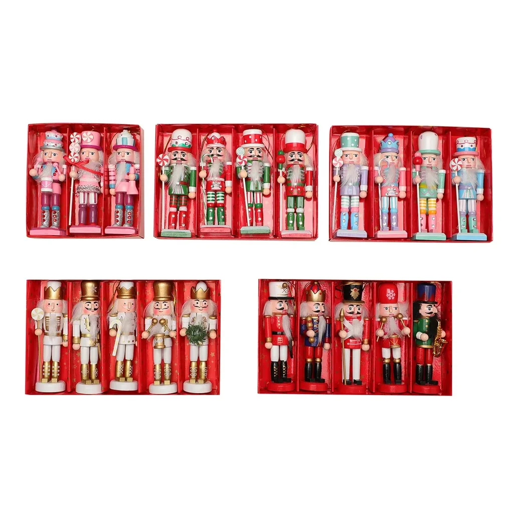 Nutcracker Figurine - مجموعة تماثيل مكسرات المكسرات الخشبية، زينة